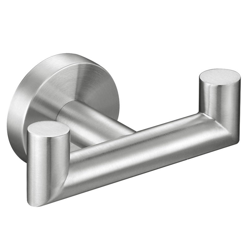 Angle Simple Towel Hook for Bathroom, SUS 304 Stainless Steel, Double Hand Towel Coat Holder for Wall, Brushed Nickel - Image 1